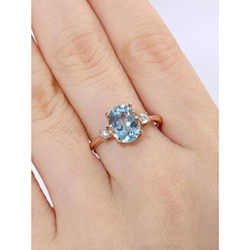 Bague en cristal CZ et aigue-marine le cadeau d'anniversaire parfait pour elle