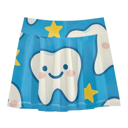 Joisal Cute Dentist Tooth Stars Blue Girls Skorts Athletic Shorts Tennis Skirts for Kids Running School Skirt 3t2