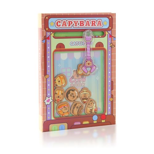 Image of Geluode Capybara A7 Mini Notebook, Claw Machine Design Cute Kawaii Capybara Theme, Fun and Functional Notepad for Journaling, Memos and Gifts for Kids Students (Orange)