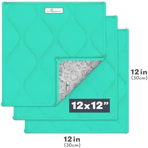 Paw Inspired Guinea Pig Cage Liners Pads | Washable Fleece Bedding for Guinea Pigs, Ferrets, Rabbits, Hamsters, Small Animals | Super Absorbent Pee Pads (Green, 12X12 (3 Pack)) - 1
