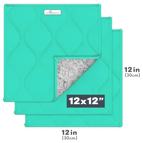 Paw Inspired Guinea Pig Cage Liners Pads | Washable Fleece Bedding for Guinea Pigs, Ferrets, Rabbits, Hamsters, Small Animals | Super Absorbent Pee Pads (Green, 12X12 (3 Pack))