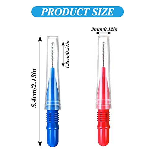 100 Stück Zahnzwischenraumbürsten, Interdentalbürsten Dentalbürsten Zwischenraum Zahnbürste Wiederverwendbar für Reinigung Zwischen den Zähnen Zahnreinigung Werkzeug Rot Blau – Bild 4