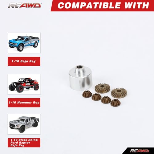 Caja de diff trasera de aluminio y engranajes de acero para reparar transmisión de Losi Baja Rey 2