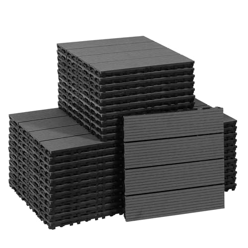 CCLIFE Dalle Terrasse Exterieur, Dalles Clipsables Exterieur, Dalle WPC Résistant aux intempéries, Système d'Emboîtement, 30x30 cm, Imperméable...