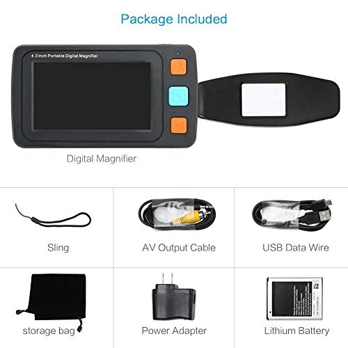 Handheld Electronic Vision Aid, Hd Visual Aid Digital Magnifier Portable Digital Reading Aid Electronic Reading Aid With Foldable Handle, 5.0 Inch Hd Display, 4X-32X Zoom, 342G Weight #TOP6