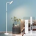SAMPHON Modern Eye-Care LED Floor Lamp,72" White Standing Lamps with Remote & Touch Control, 18W Tall Torchiere Bright Lamp for Bedroom,Office,Living Room