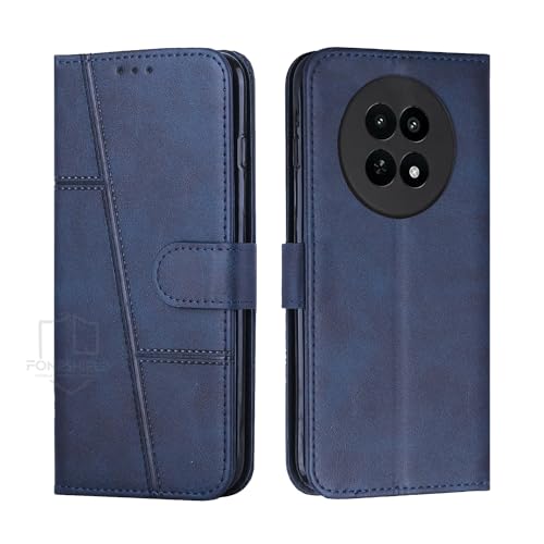 Image of Compatible for Oppo F27 Pro+ 5G Flip Cover Leather Finish | Inside TPU with Card Pockets | Wallet Stand | Complete Protection Flip Case Blue