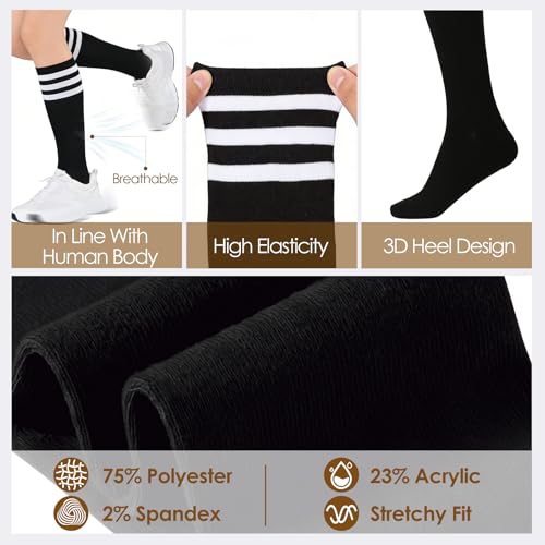 Image of American Trends Womens Athletic Knee High Socks Outdoor Sport Thigh High Stockings Casual Stripes Tube Socks