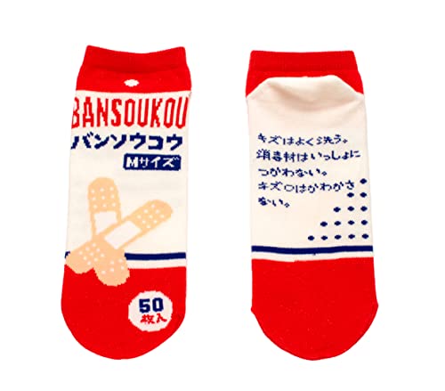 日本製おもしろソックス 面白 おもしろ靴下 おもしろい靴下 くるぶし丈 スニーカーソックス レディース 日本製 お土産 おみやげ 景品 【22-25cm】 【絆創膏】