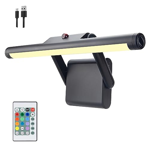 BIGLIGHT Luz de Imagen Inalámbrica, Con Control Remoto, Luz de Visualización Mural Recargable, 4 Modos De Iluminación, Luz de llenado Frente al Espejo de 12 Colores, Ajustable y Cronometrada，Negro