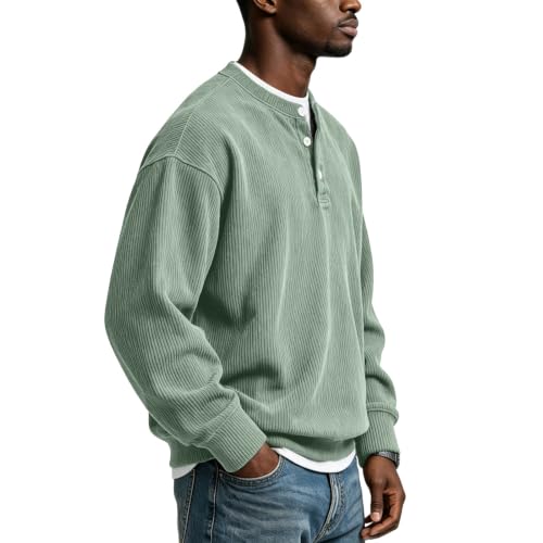 Corduroy Henley Shirts for Men Long Sleeve Casual Pullover Fall Shirt - image 4