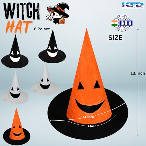 Image of Kaku Fancy Dresses Witch Hat for Girls, Witch Costume Accessory for Halloween Party Prop Multicolor Witch Hat