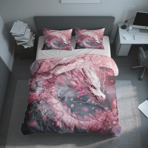 Ensemble literie microfibre réversible 220x240 rose avec fermeture éclair - 4