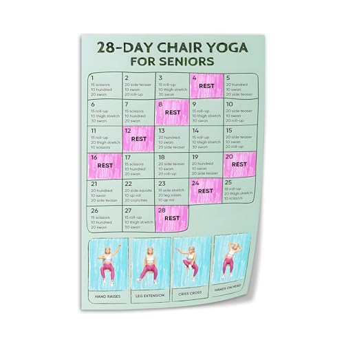 28-Day Chair Yoga for Seniors: Gentle Daily Exercise Poster with