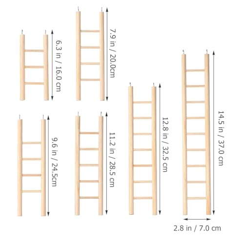 UKCOCO 6 Stück Hängende Vogelkletterleiter: Vogeltreppe Aus Holzleiter für Vögel, Papageien, Hamsterkäfig - Leitern Vogelspielzeug Für Papagei, Sittich, Lovebirds