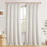JIUZHEN Leinen Vorhänge Wohnzimmer Leinenoptik Gardine Halbtransparent Gardinen mit Kräuselband 2er Set H 245 x B 140 cm Gardine für Kinderzimmer Moderne Natur Vorhang, Leinen