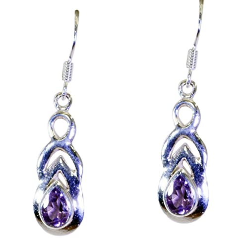 Boucle d'oreille en améthyste violette poire et argent sterling 925 - 2