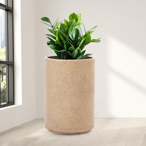 Image of GTB Cylinder German Polymer Pots for Plants Highly Durable Polymers Lightweight Indoor Outdoor Plant Pots, Flower Pot Gamla Tree Planter Container Planters(Plant not Included) (Sandstone, 18 inch)