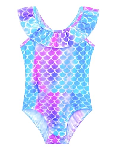 Image of Snowheart Girls Swimsuit One Piece Bathing Suit Kids Quick Dry Shoudler Ruffle Floral Swimwear for 3-12 Years Old