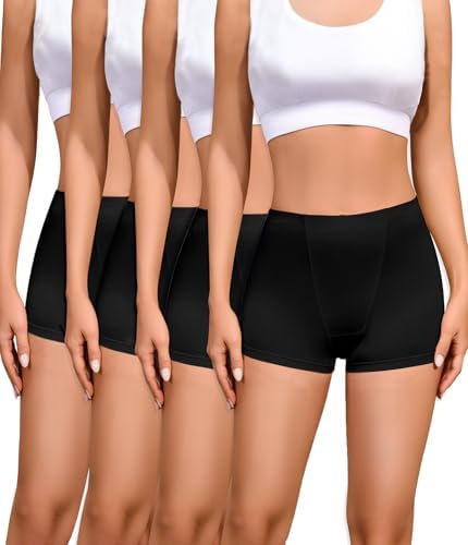 Nexgenz Cotton Boyshort Underwear for Women Cotton Boxer Briefs for Women Underwear Shorts 4 Pack Black X-Large