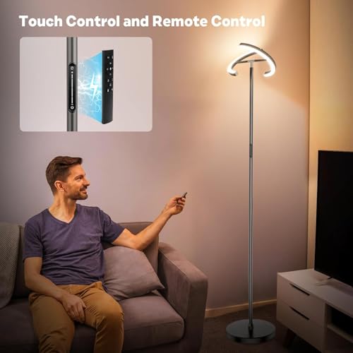 Floor Lamps for Living Room,SIBRILLE Modern Stepless Dimmable Standing Lamp 3000-6000K,22W LED Rotatable Reading Standing Light,Touch&Remote Control Uplighter Floor Lamp for Living Room Bedroom Office - Image 6