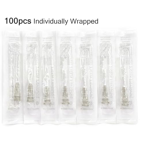 Image of 100Pack 27 Gauge 1 /2 inch Needles Luer Lock for Refilling Ink | Individually Packaged