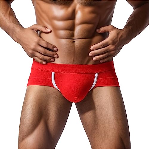 Mens Sexy Cotton Boxer Briefs Shorts Soft Underwear Bulge Pouch Underpants Big Solid Color G-Strings Thongs Panties Blue4