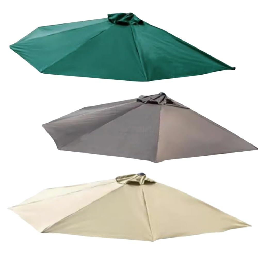 2.7m Copertura di Ricambio per Ombrellone 5 Stecche Telo di Ricambio per Ombrellone per Patio Esterno，Tessuto di Ricambio per Ombrellone A Mezzaluna(Green)