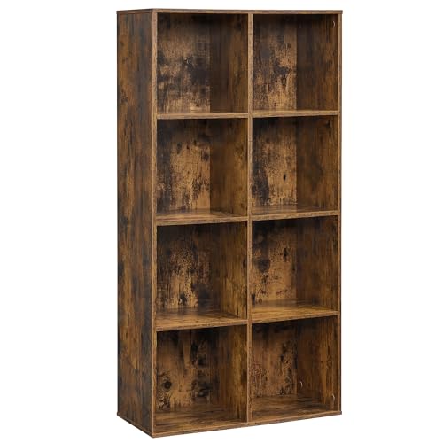 VASAGLE Bücherschrank, Bücherregal, mit 8 Fächern, Büroregal, Würfelregal, Standregal, für Wohnzimmer, Schlafzimmer, Büro, Kinderzimmer, vintagebraun LBC024T01