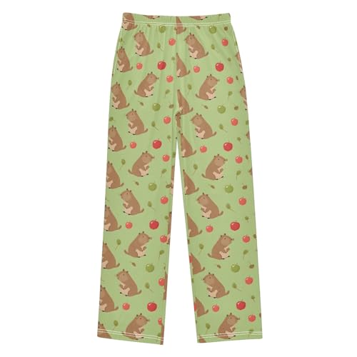 Capybara Red Fruit A Long Pajama Pants Bottoms Soft Sleepwear with Pockets