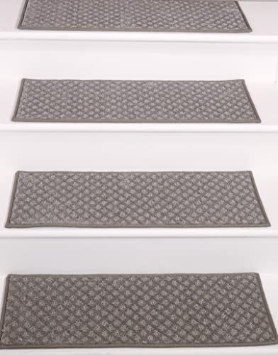 Oak Valley Designs™ Round Carpet Stair Treads - Anti Slip Indoor Stair Mats for Wooden Stairs, Style: Bayside Charm Dark Grey, 27\" W X 9.75\" D, (Set of 4) - Thumbnail 3