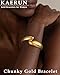 KAERUN Chunky Gold Bangle Bracelets for Women Trendy 14K Gold Plated Cuff Bracelets for Women Non Tarnish Statement Thick Twisted Hinged Open Wide Chunky Bangle Bracelets Fashion Jewelry Gifts