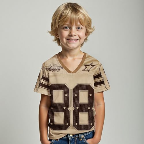 Image of Girls Boy Jersey Shirt Y2k Baggy Shirt 88 Graphic Tshirt V Neck Outfit Kids Oversized Short Sleeve Summer Tee Top