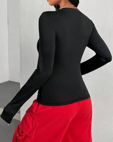 Hilinker Womens Spider Graphic Long Sleeve Top Workout Basic Crew Neck Shirt Slim Fit3