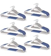MLKJHHI 60 Pack Heavy Duty Plastic Hangers, Non Slip Clothes Hangers with Rubber Pads and 360° Ho...