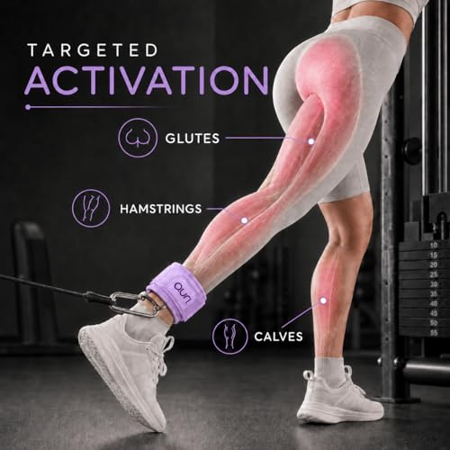Auri Fit Padded Ankle Strap with Stainless Steel D-Ring - Plush, Luxury, Aesthetic Neoprene for Comfort and Support for Glute, Leg, & Booty Workouts - Cable Exercise Machines, Kickback, Leg Extension, Hip Abductor (Luna - Pair) — view 5