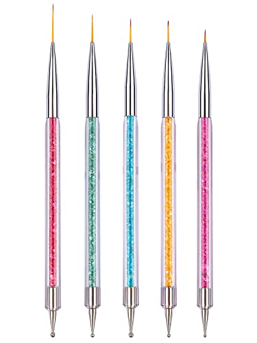 5 Stück Nail Art Liner Pinsel Nail Art Dotting Pen, EBANKU Nagel Pinsel Set Punktierung Stift Brushes Acryl Dual-Ended…