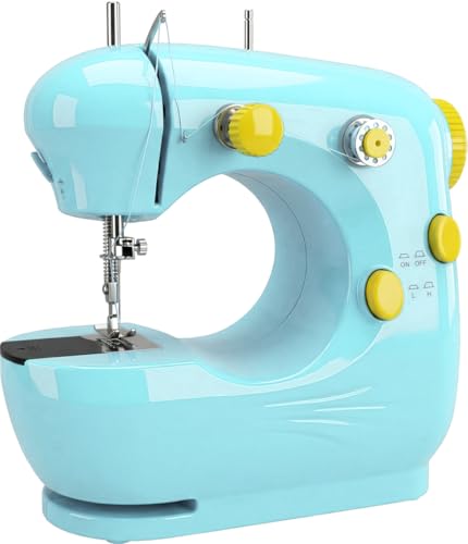 Electric Mini Sewing Machine for Mending & DIY Crafts Dual Speed Small Portable Sewing Machine with Full Sewing Kits Foot Pedal & Extension Table Great for Kids&Adults