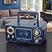 Portable Stereo CD Player with Bluetooth, AM/FM Stereo Radio and Cassette Player/Recorder (Blue)