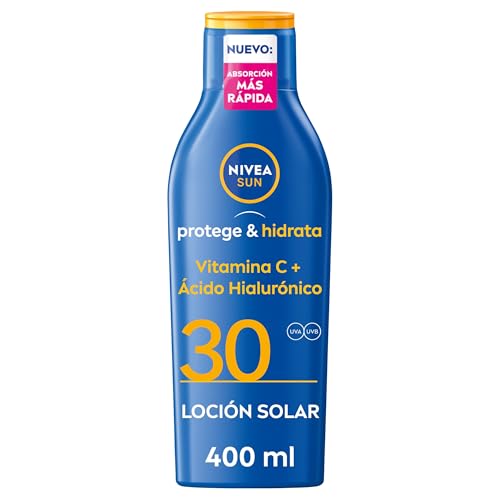 NIVEA SUN Protege & Hidrata - Leche Solar FP30 - Protector Solar Corporal - Protección UVA/UVB - Loción Resistente al Agua - Hidratación 48h - Con Pantenol y Glicerina - Todo Tipo de Piel - 400 ml