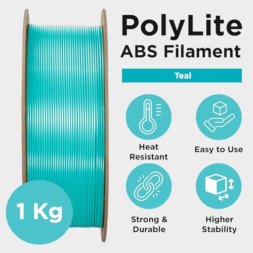 Image of Polymaker ABS Filament 1.75mm Teal, 1kg 3D Printing Filament, PolyLite ABS 3D Printer Filament, Heat Resistant, Strong & Durable, Dimensional Accuracy + /- 0.03mm