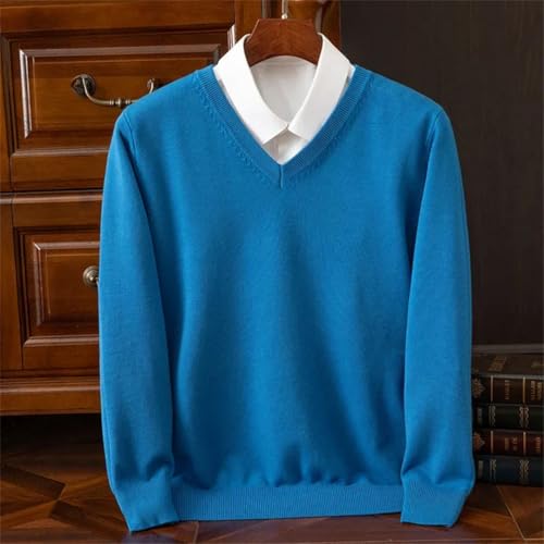 Men's V-Neck Solid Color Knit Pullover Sweater Long Sleeve Loose Fit Business Casual Warm Jumper Tops4