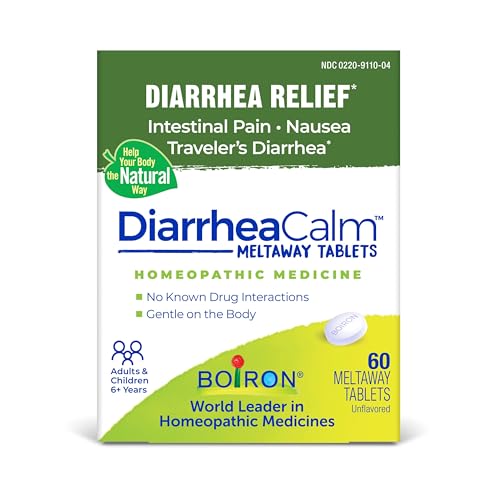 Boiron DiarrheaCalm Tablets for Diarrhea Relief Gas Bloating Intestinal Pain and Travlers Diarrhea - 60 Count