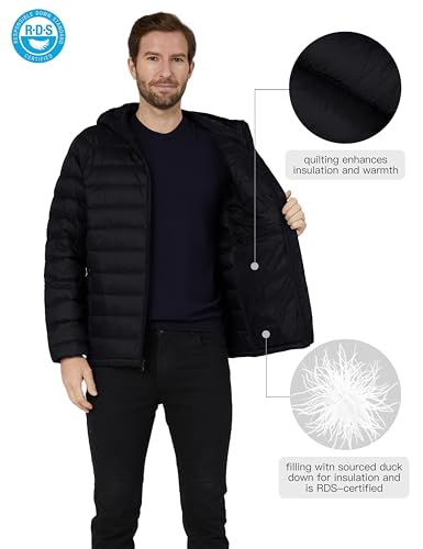 wantdo Men's Packable Down Jacket Lightweight Puffer Jacket Hooded Winter Jacket4
