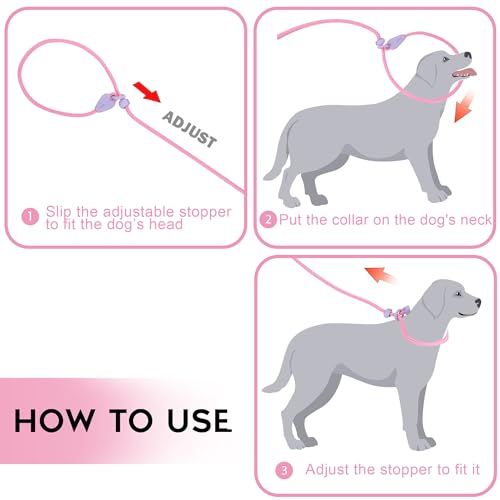 Image of Slip Leads For Dogs 6Ft Slip Leash For Dogs Dog Lead With 6 Colors Strong Nylon Dog Training Leash No Pull Rope Dog Leash Dog Leashes For Small Medium Dogs (Pink, One Size),?182.88 cm