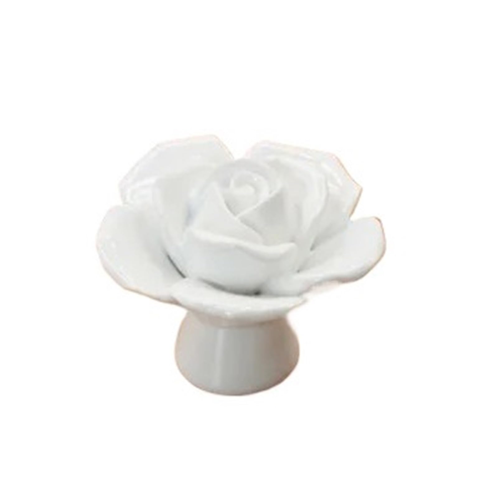 Zyayng White 6Pcs Ceramic Flower Rose Drawer Knobs Handles 41Mm Diameter 34Mm Height Fashion Furniture Handles Hardware For Door(White)
