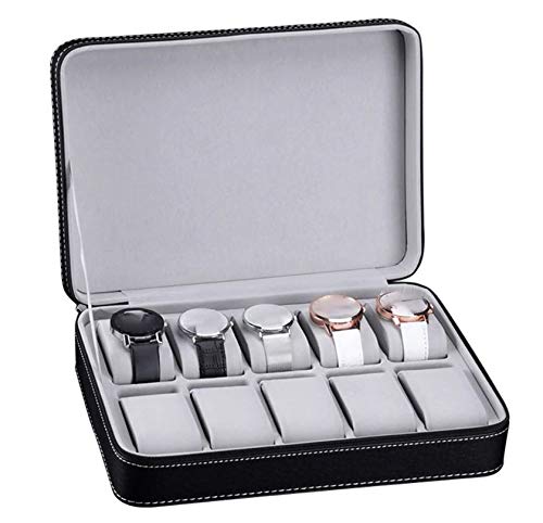 MR Maestro Relojero - Custodia con Zip per 10 Orologi in Eco Pelle | Astuccio Porta Orologi da Viaggio | Porta Orologi Uomo