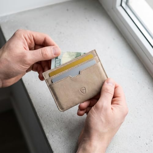 Image of Vaultskin MOORGATE Slim Card Holder - Minimalist Leather Wallet with RFID Blocking, Front Pocket Credit Card Case for Men & Women