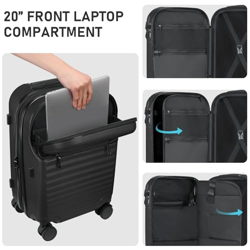 Itslife Luggage Sets 4 Piece Luggage Suitcases with Wheels, ABS shell with TSA Lock Spinner Wheels Carry On Luggage Set (20/24/28 inch, Black)4