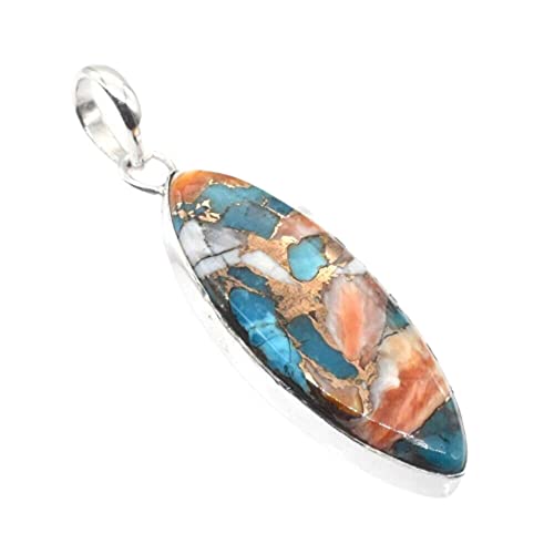 Oyster Copper Turquoise Pendant, 925 Solid Silver Jewelry, Copper Turquoise Pendant Necklace, Handmade Pendant Women, Marquise Gemstone Pendant, Pendant Necklace For Women #TOP27